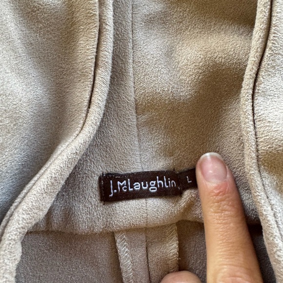 J McLaughlin Dress Womens L Tan Sleeveless Cowl Neck Faux Suede 059-E - Picture 3 of 4